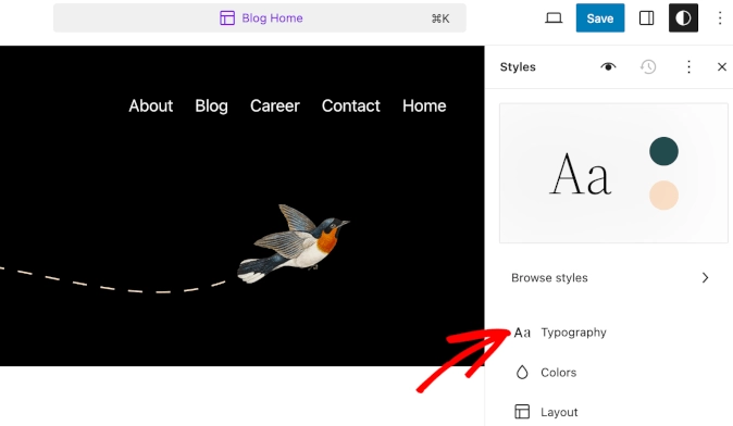 Open Style Settings