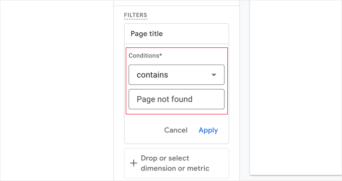 Set Conditions to contains